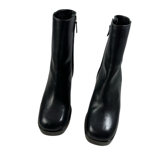 J. Crew Platform stacked-heel boots in Black leather size 7.5 - Picture 4 of 10